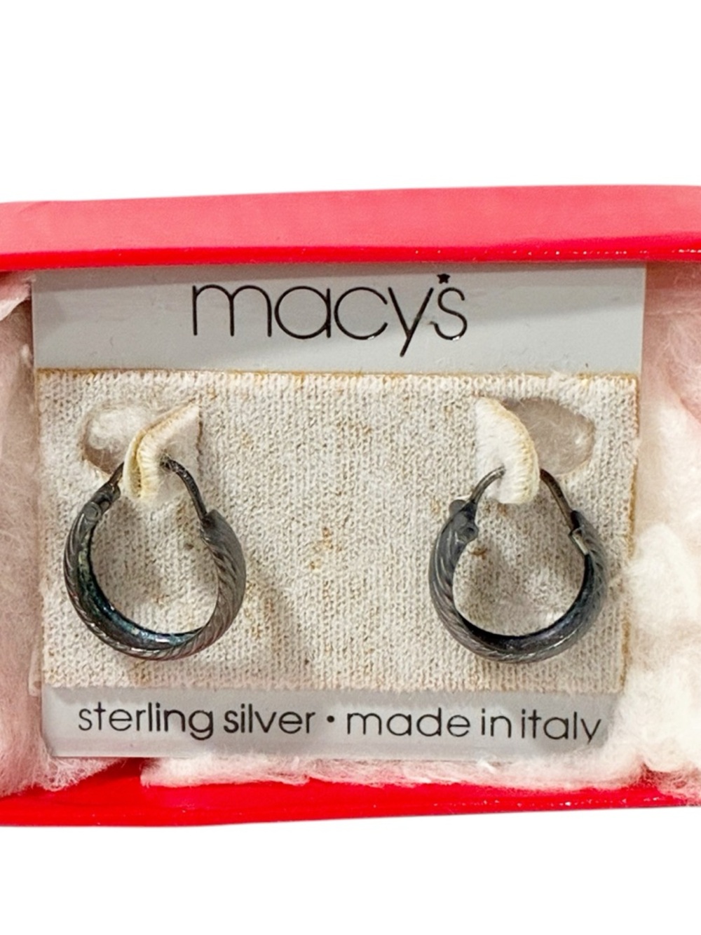 Macys Sterling Silver Made in Italy Mini Hoop Earrings‎ Jewelry NEW